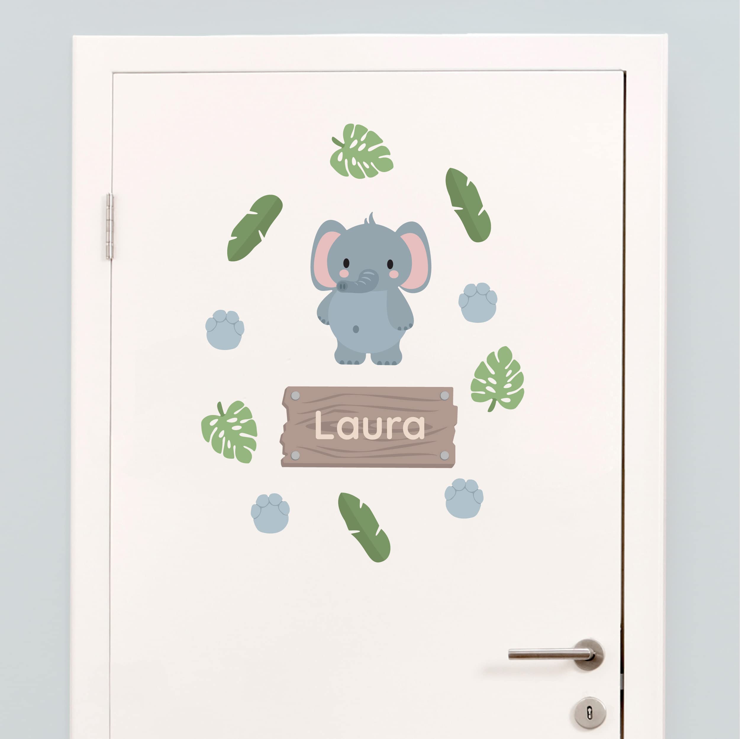 My Nametags® Personalised Elephant Name Door Stickers for Kids | Self-Adhesive Room Decor for Walls, Doors or Furniture | Easy to Apply Door Decoration for Child's Bedroom, Nursery or Playroom