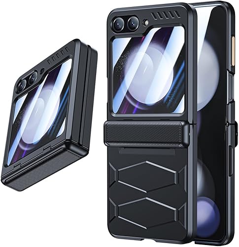 Funda para Samsung Galaxy Z-Flip-5 Protección de bisagra de cubierta completa Funda delgada para teléfono para mujeres y hombres con protector de