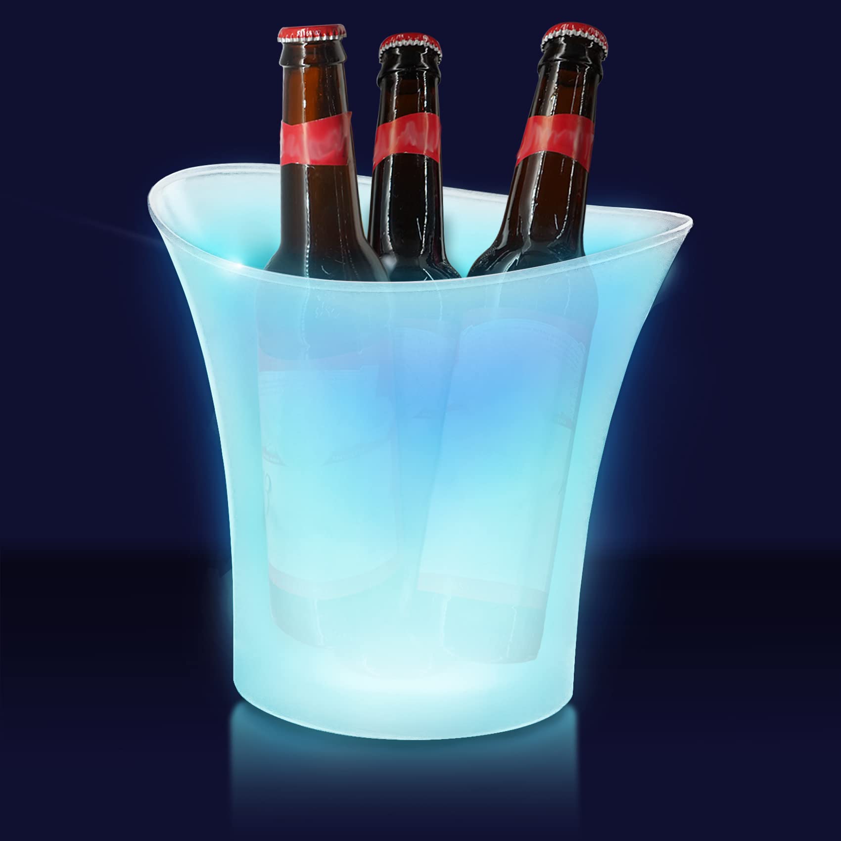 SMETA Cubitera para Hielo LED 5L,Cubiteras para Botellas,Cubo de Hielo Impermeable para Botellas de Vino/Cerveza/Champán,Cubitera Grande de Hielo y Botellas,Ideal para Fiesta/Hogar/Bar(Cambio Color)