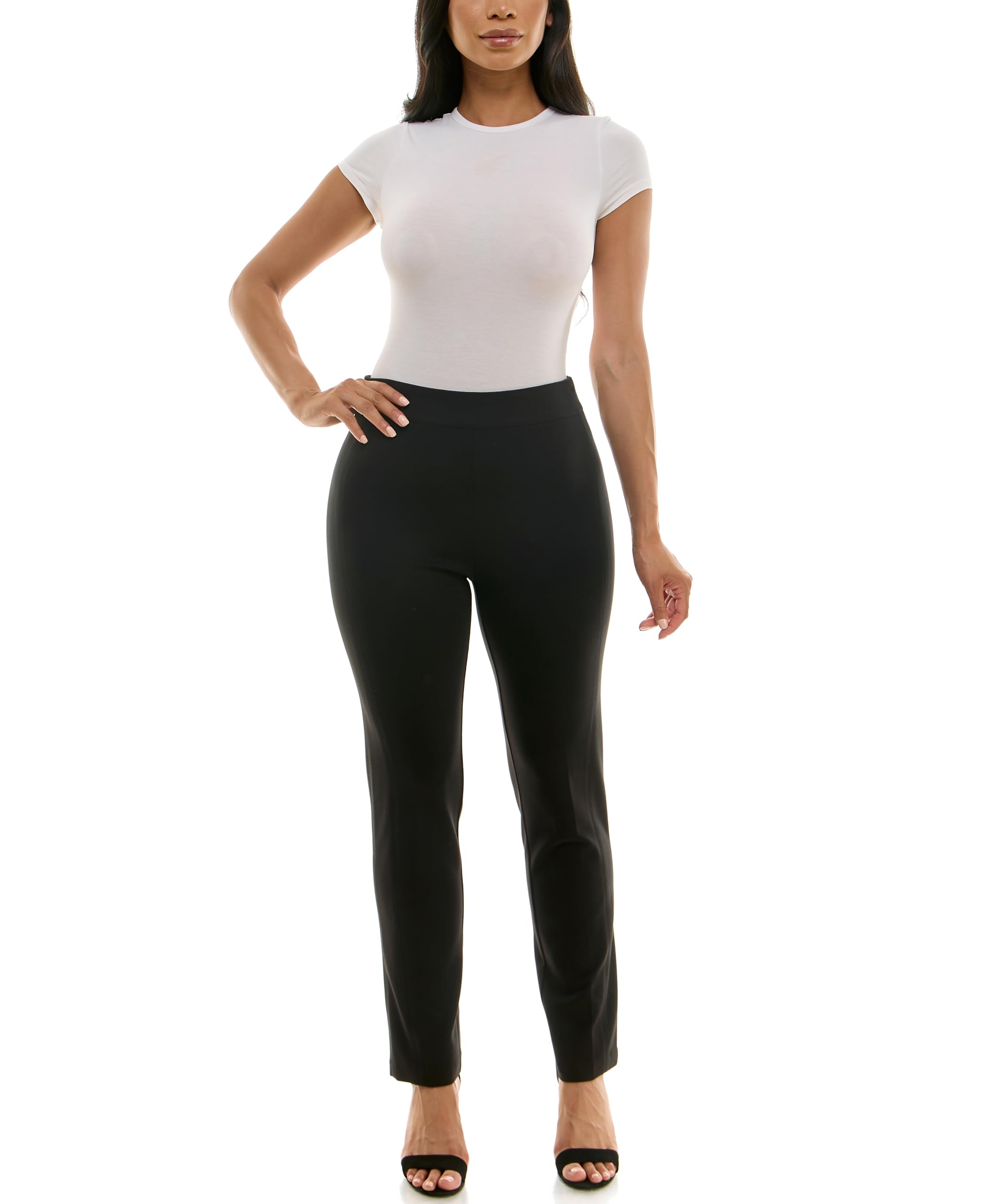 Zac Rachel Womens Pull on Compression Ponte Slim Leg Pant with Side Stitching