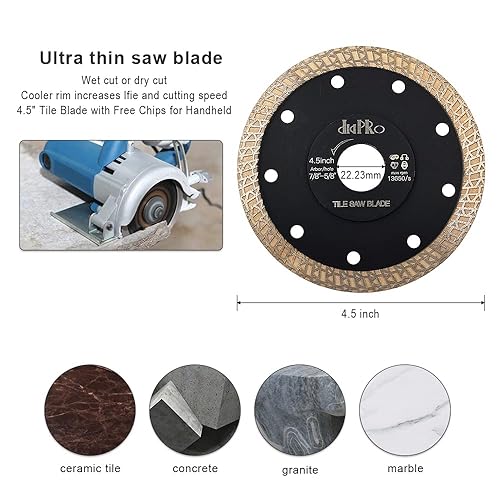 Miniatura 5 de 5 piezaslote de 4.5 pulgadas, hoja de azulejos turbo súper fina de porcelana de corte de hoja de diamante para mármol de granito