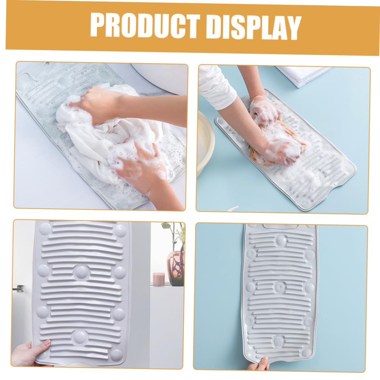 Yardenfun Tabla de Lavar Portátil para Lavar Ropa y Pañales con Ventosa de TPR Antideslizante Diseño Multifuncional para Baño y Viajes