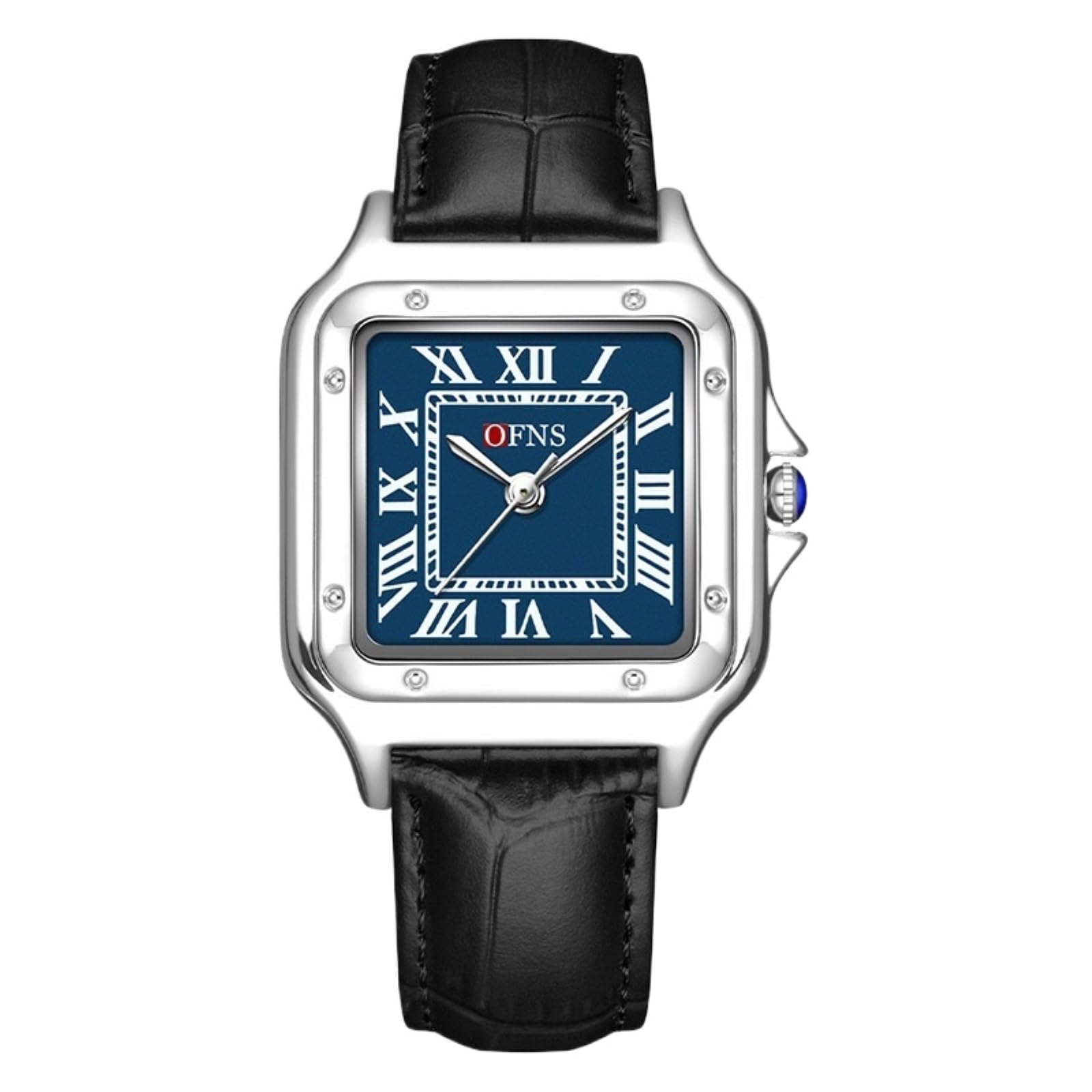 Montre à quartz analogique classique carrée, facile à lire, avec bracelet d'extension en acier inoxydable, cadran romain pour homme et femme