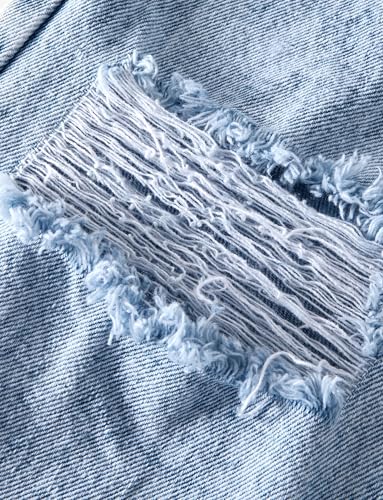 Happy Cherry Girls Cut Out Wide Leg Jeans Baggy High Waisted with Pockets Kids Casual Distressed Denim Pants 5-14Y4