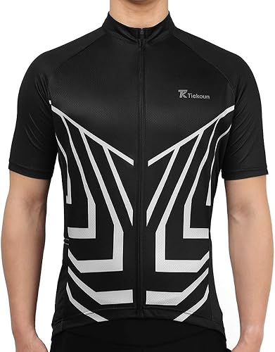 Tiekoun Camisetas de ciclismo para hombre camisetas de ciclismo de manga corta ropa de bicicleta con cremallera completa chaqueta de bicicleta Azul