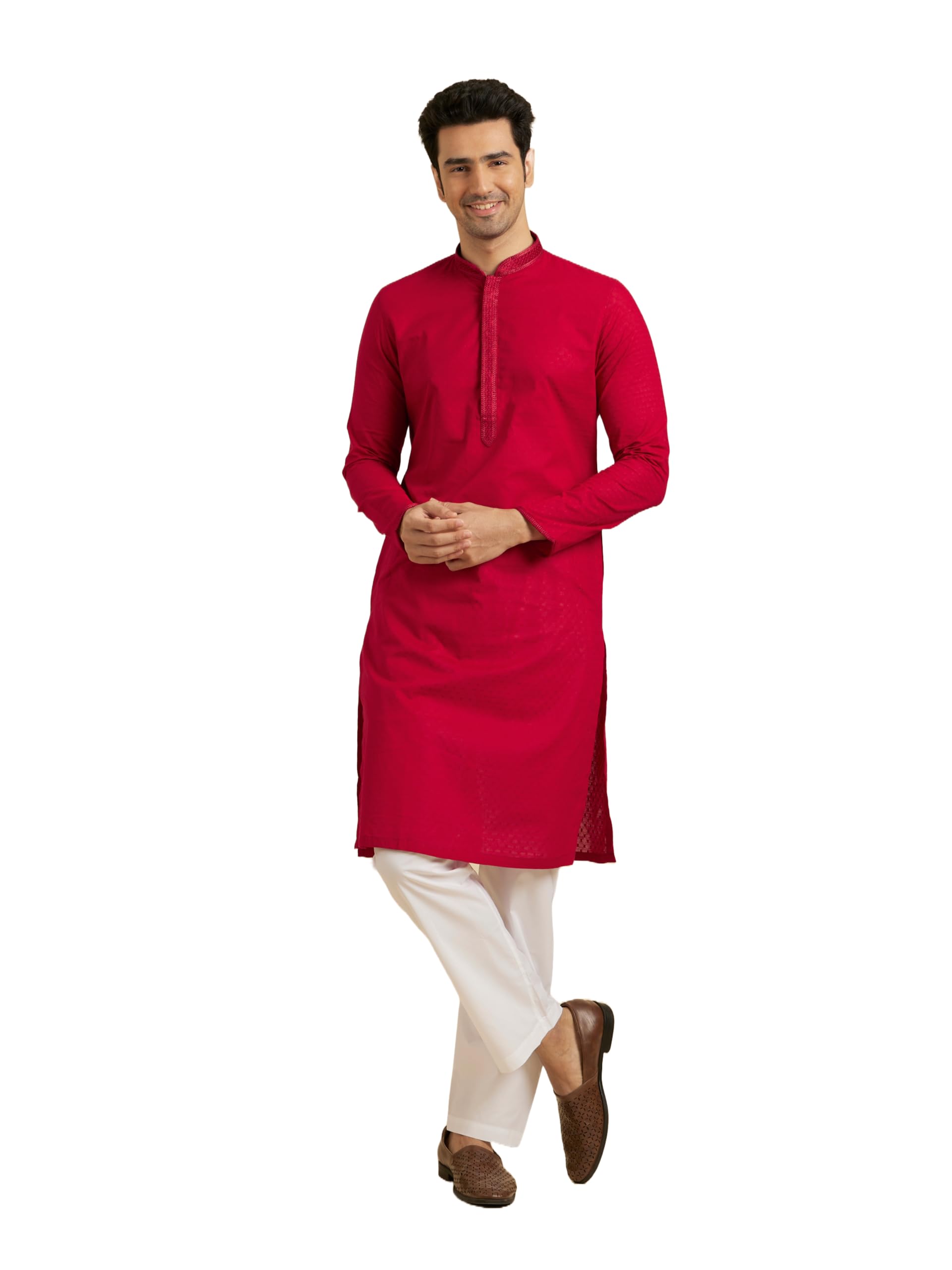 manyavar Men's Self Design Embroidered Kurta Churidar Set (2pcs)-picture-32