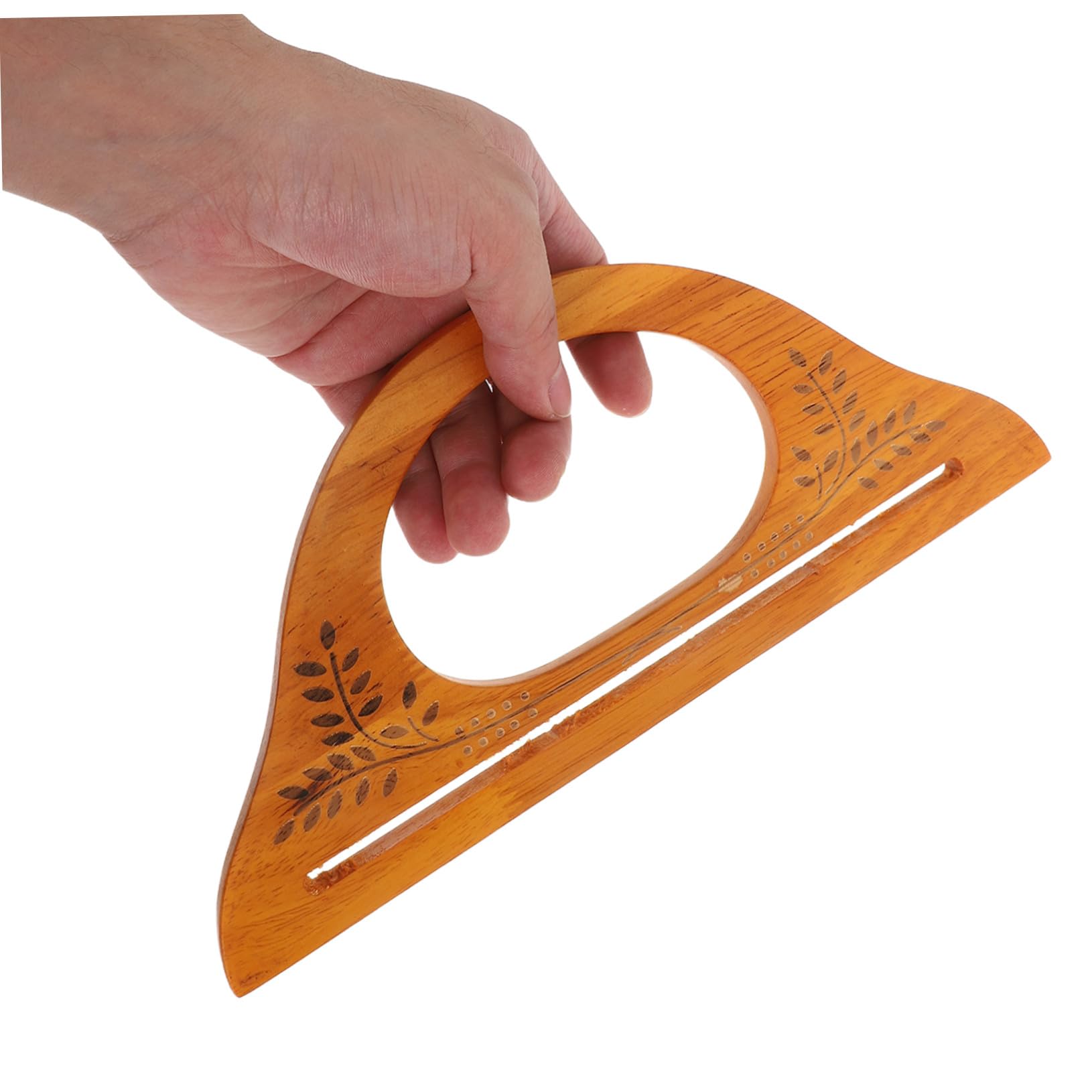 Gatuida 4 Piezas Asas de Madera para Bolsos de Ganchillo y Tote Mango Forma D con Diseño Tallado Accesorios de Repuesto para Bolsos Hechos Mano