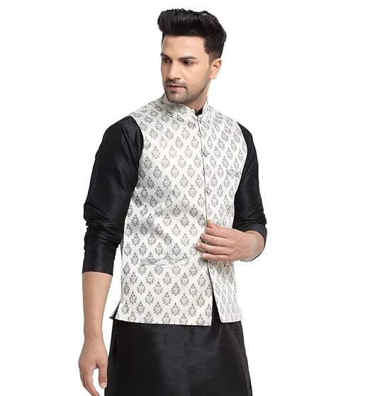 ABH Lifestyle Men's Jacquard Stylish Nehru Jacket set.