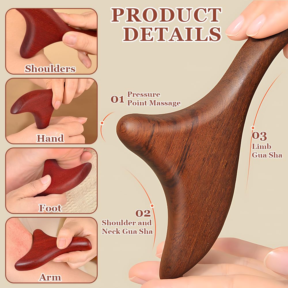 Gua Sha Wooden Therapy kijek do masażu, HOVCEH 20 koralików, drewniany pręt do masażu, do masażu powięzi, do masażu stóp i rąk, narzędzie do rozluźniania mięśni