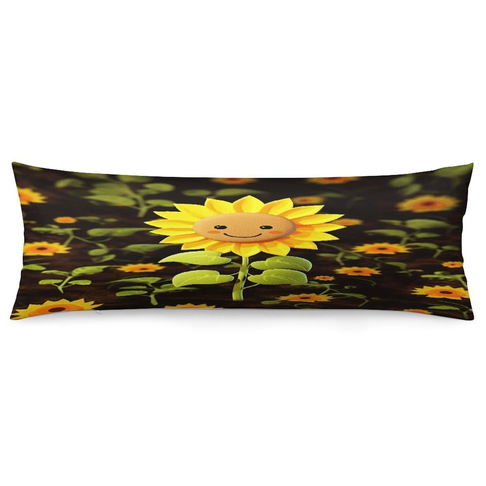 Cute Sunflower Body Pillow Cover Soft Full Long Pillow Cover Decorative Large Pillow Case Cozy Body Pillow Pillowcase Pillow Shams for Bed Sofa Couch Room Decor 18.9 X 53 Inch