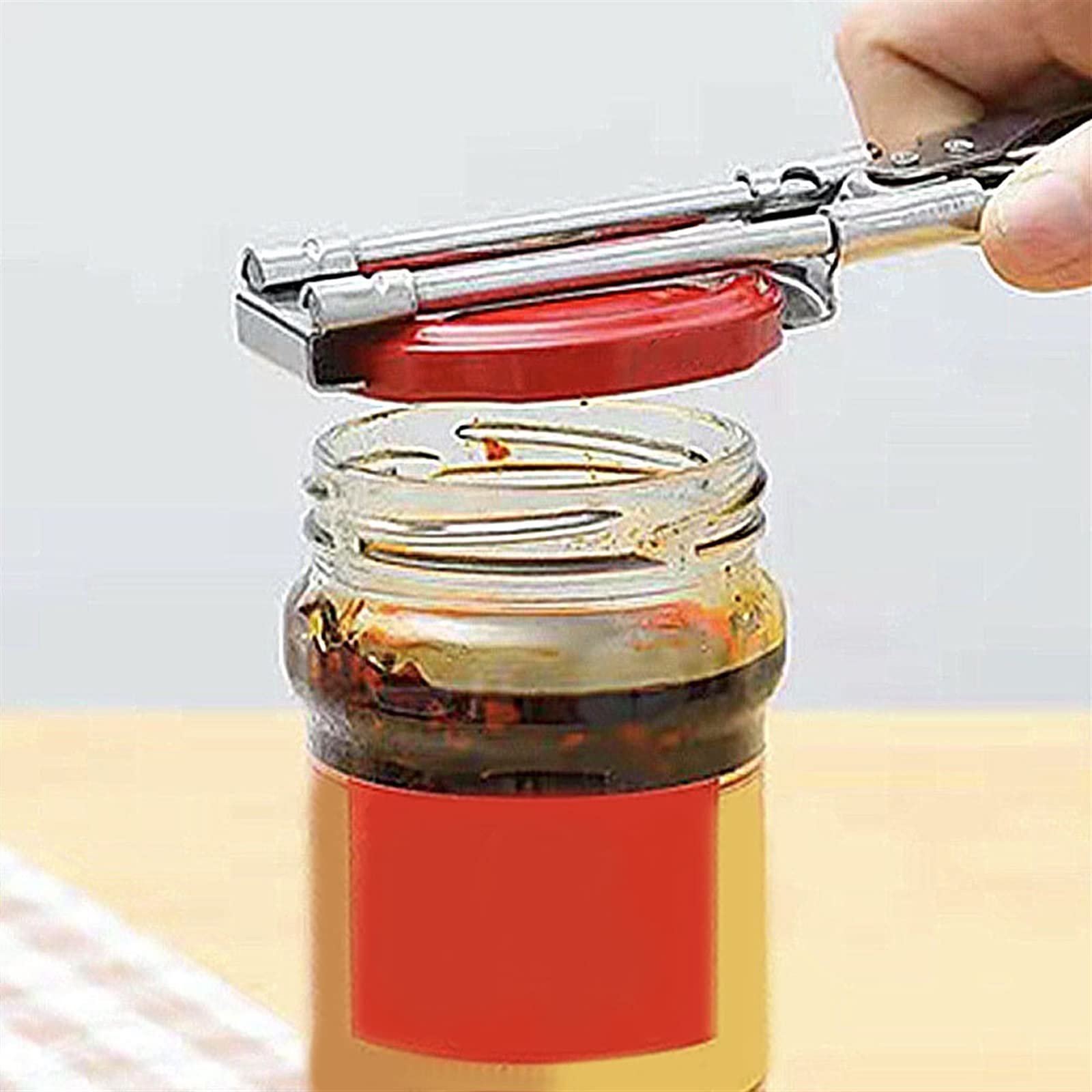 Apribottiglie, cavatappi e barattoli, multifunzione, in acciaio inox, facile da impugnare, per mani deboli, utensile da cucina