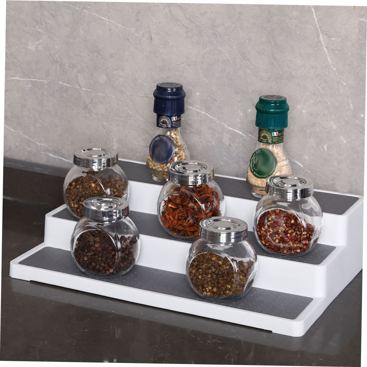 Étagère à Épices à 3 Niveaux en Pp, Lot de 2, pour Rangement la Cuisine | Rangement de Placard, Organisateur D’armoire, Usage la Cuisine et Salle de Bain, pour Sel et Savons