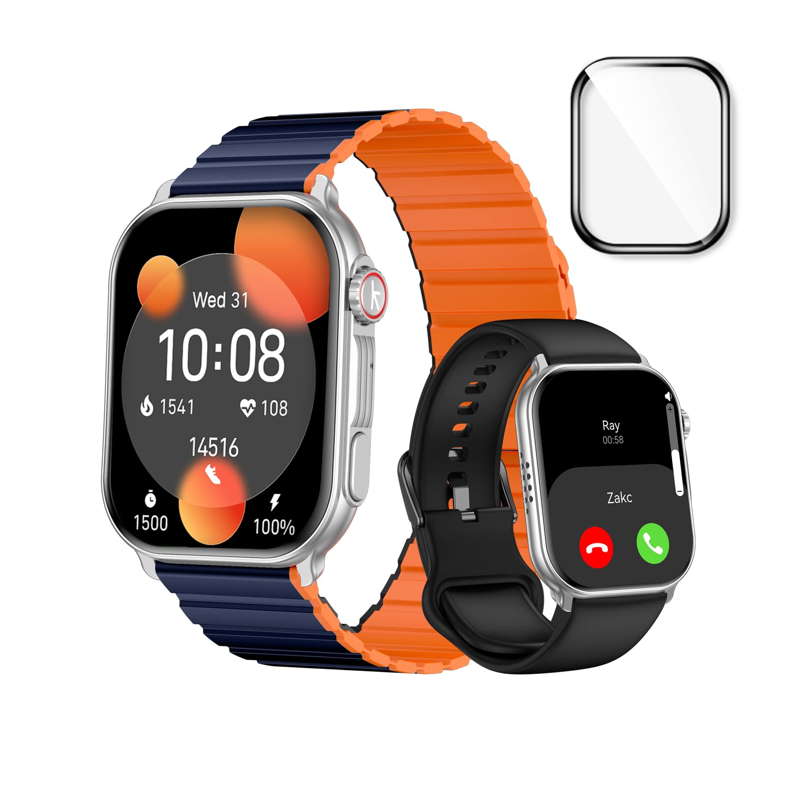 Smart Watch for Men Women(Answer/Make Calls), 2.01" AMOLED HD Display Heart Rate Sleep Monitor Fitness Activity Tracker for Android iOS,S2