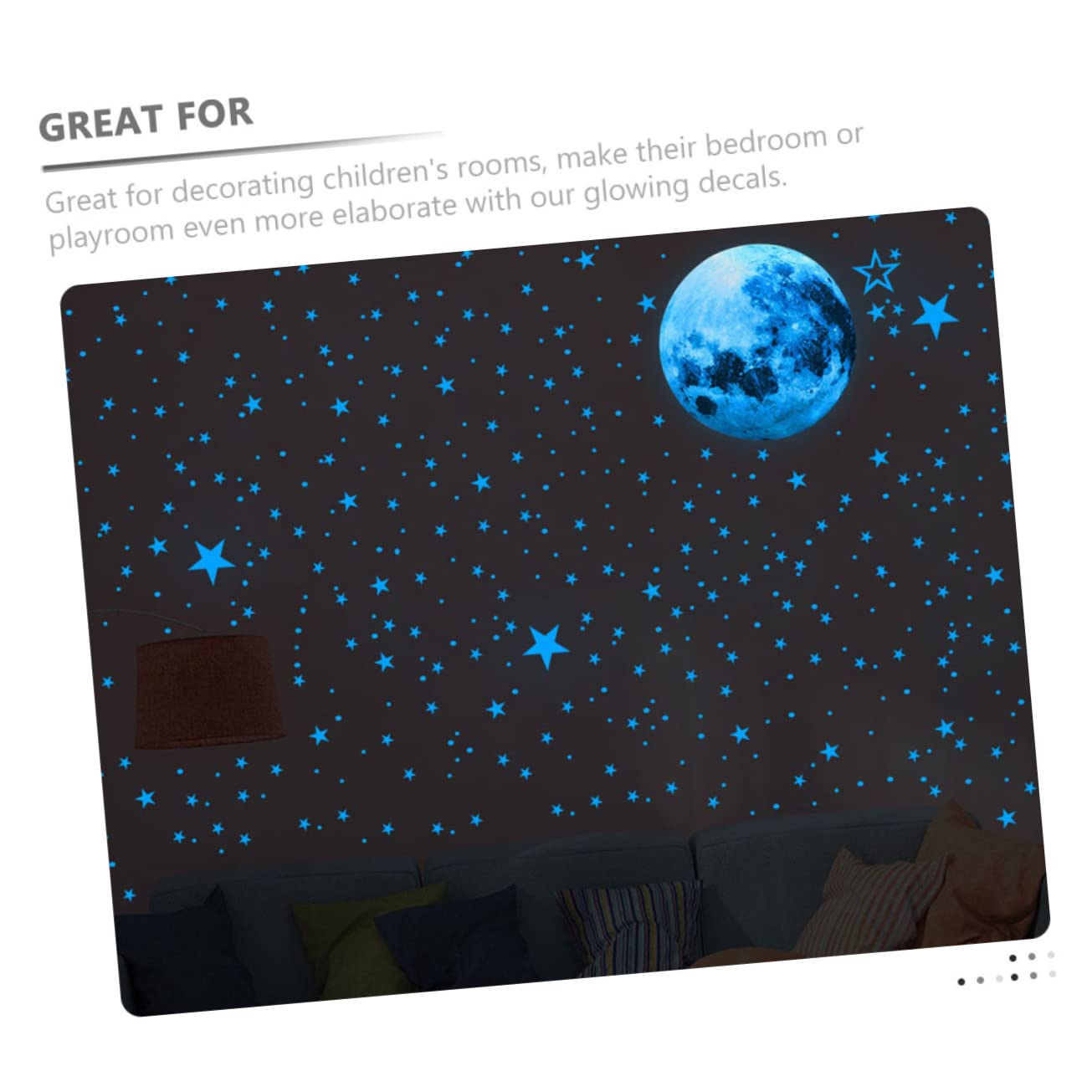 VICASKY 2juegos Pegatinas Para Decoración De Paredes De Estrellas y Luna Adhesivos Para Dormitorio De Luna Estrellas Puntos Removibles y Fáciles De Usar