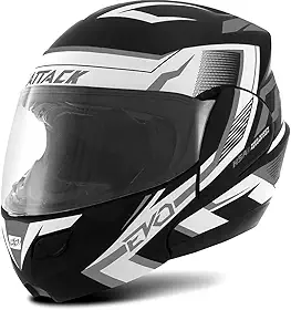 CAPACETE ESCAMOTEÁVEL PRO TORK ATTACK EVO BRILHANTE PRETO - CINZA TAM. 58