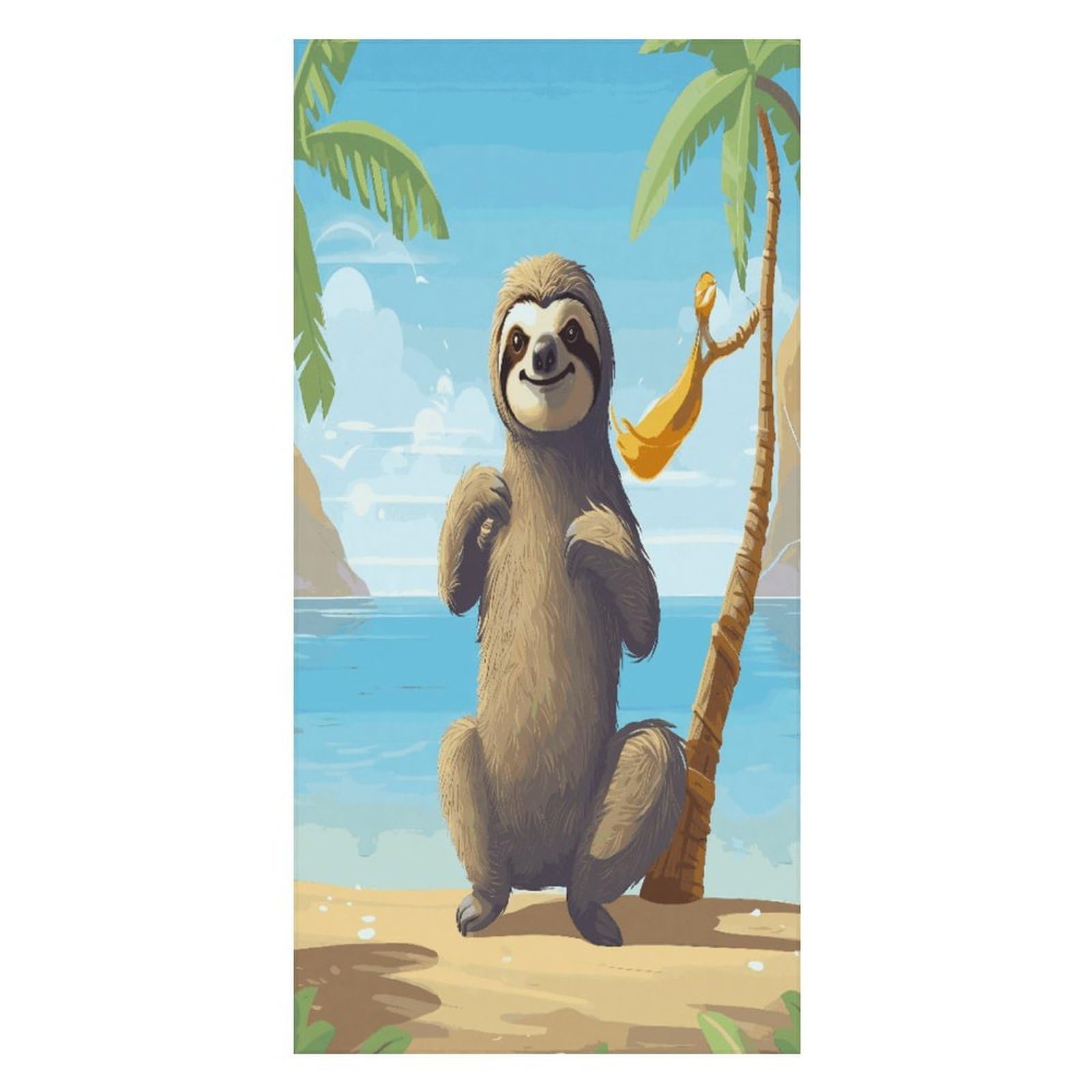 FekiLoot Sloth on Beach Beach Towel Oversized Bath Towel Ultra Soft Pool Towel Cozy Swim Towel Silky Lounge Towel Quick Dry Travel Towel Gentle Absorbent Towel for Adults Women Men