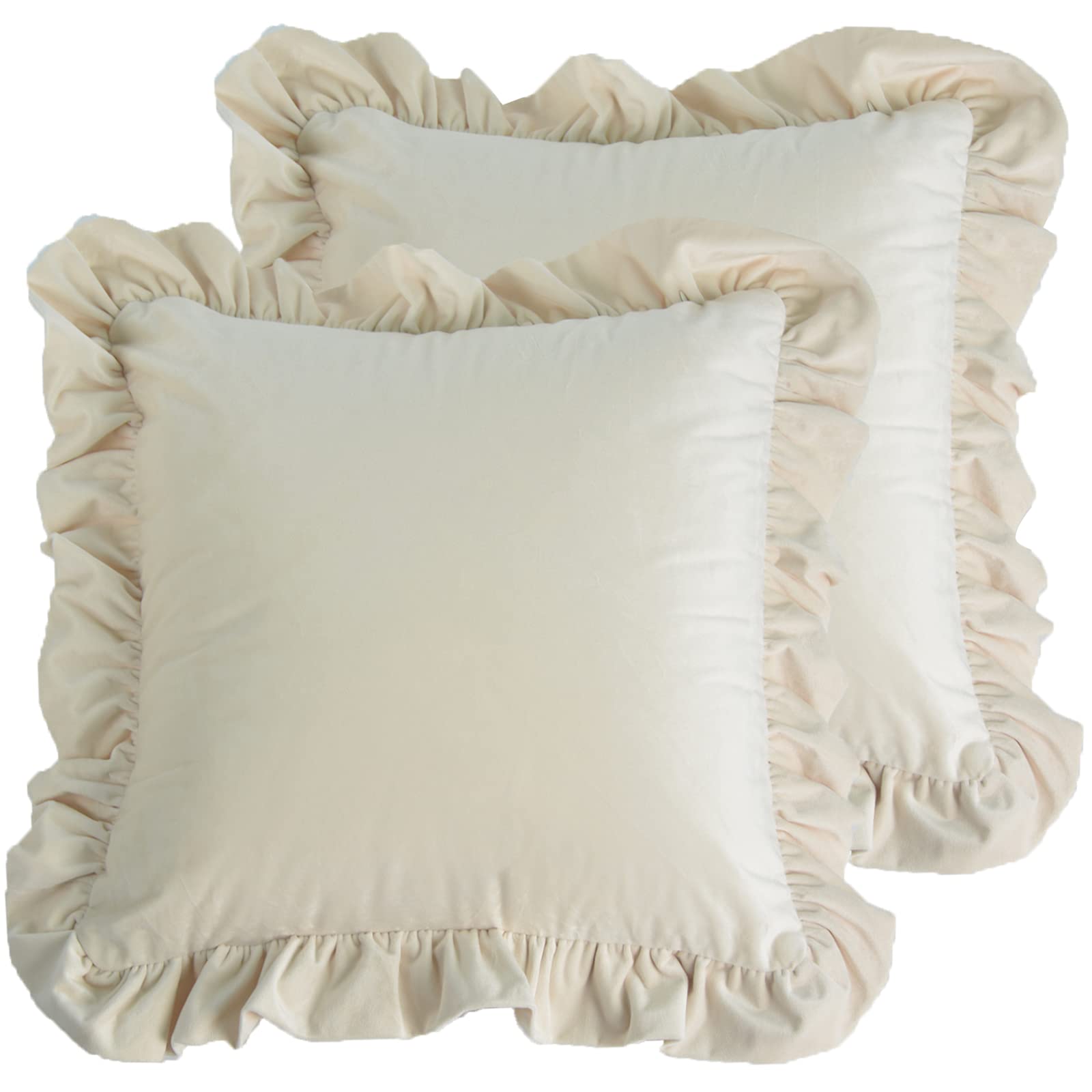Housse de coussin velours de qualité supérieure avec volants raffinés Jemiipee