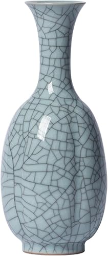 8.6" Handmade Longquan Celadon Vase, Traditional Crackle Glaze Ceramic Flower Vase, Decorative Porcelain Bud Vase for Home Decor, Living Room, Office, Light Green