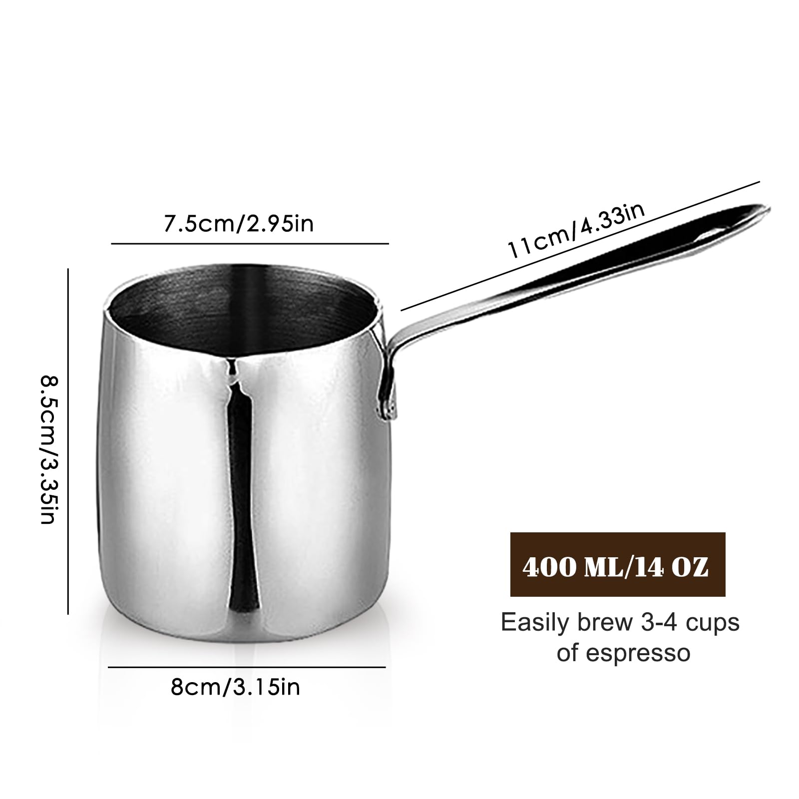 Turco Cafetero Pote Acero Inoxidable Mil Meaver Greek Arabic Cozve Ibrik Briki Coffee Pot Macroso Espresso Decanter14oz