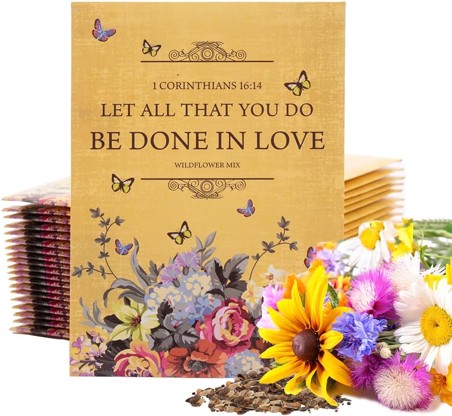 Bentley Seed Co. All You Do Be Done in Love - Wildflower Mix Seed Packets - 25 Seed Packs - Perfect Eco-Friendly Gift for Gardeners & Friends - Non GMO Seeds