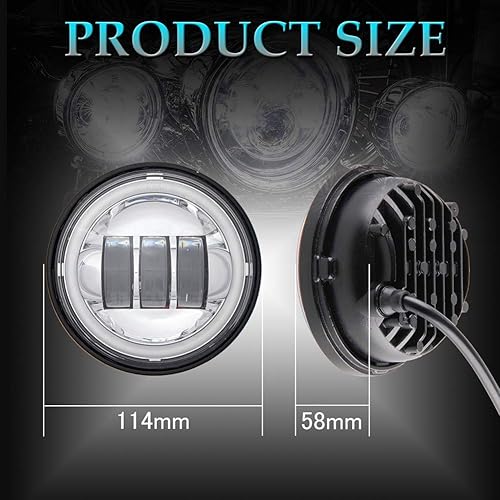 Miniatura 5 de 1 par de luces antiniebla led de 11.4 cm con ojos de ángel, lámparas de paso, bombilla DRL para faro antiniebla de motocicleta (luz antiniebla