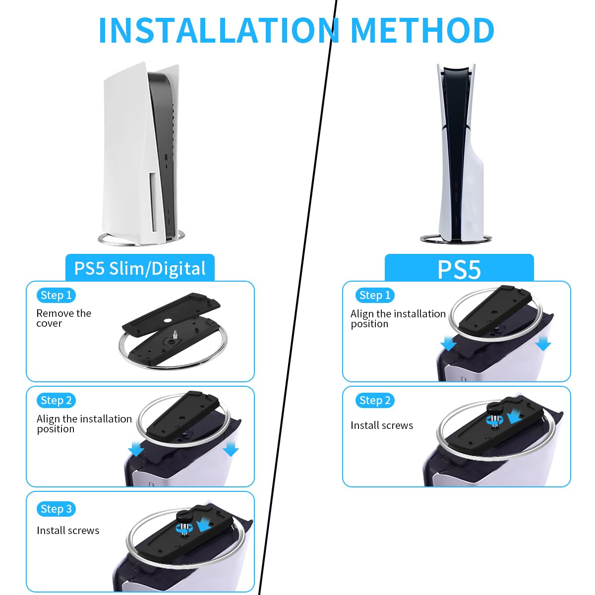 Support Vertical pour PS5, Support pour Playstation 5 Slim, PS5 Slim/PS5 pour Playstation 5 Discs Et Numérique, Support Vertical pour Console PS5 Slim, Robuste Et Solide, Noir