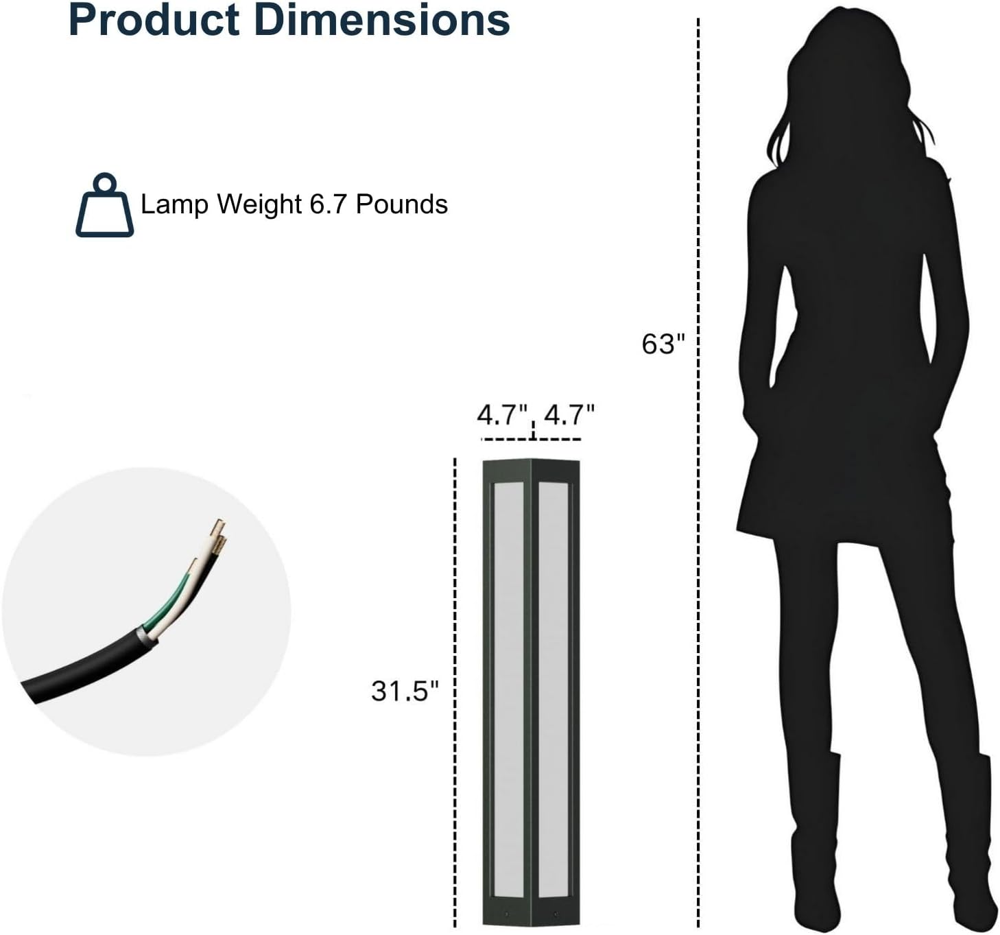 SkyGlow 32" Bollard Light, 120V Line Voltage Aluminum LED IP65 Waterproof Outdoor Modern Landscape Path Lights, 3000K Curb Appeal for Garden Pathway Lawn Patio Courtyard Driveway Commercial