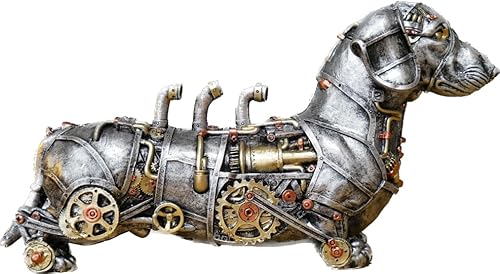 Venture Vehicles Ltd Silver Mechanical Cog Steampunk Themed Dachshund Sausage Dog Ornament Sculpture, One Size (6582-2)
