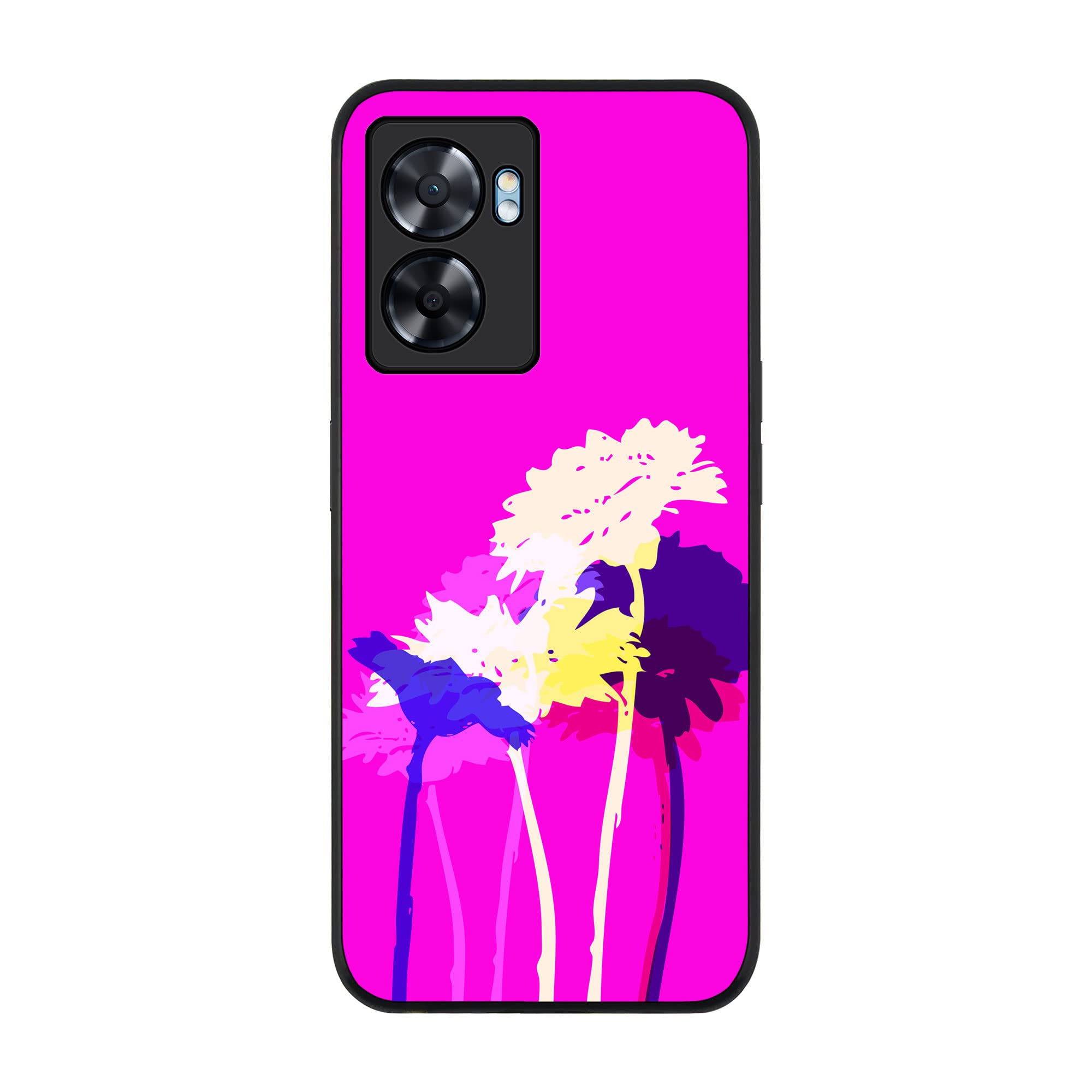 Stylizedd Rugged Black edge case for Oppo A57, Slim fit Soft Case Flexible Rubber Edges Anti Drop TPU Gel Thin Cover - Bleeding Flowers (Pink)