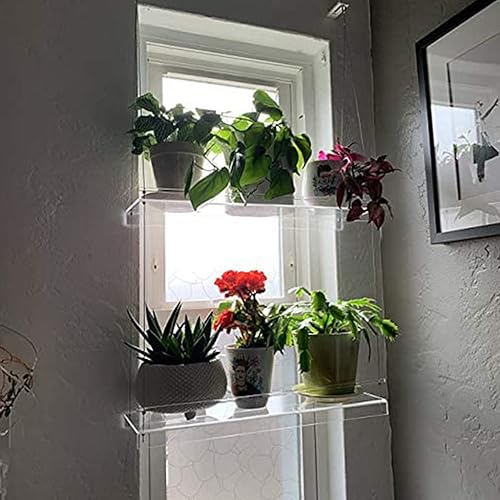 Estantes acrílicos para plantas de ventana, estante de pared flotante colgante transparente, estante para macetas, estante para plantas de ventana,