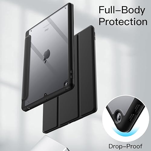 Miniatura 37 de JETech Funda para iPad de 9.7 pulgadas (6ª/5ª generación, 2018/2017) con soporte para lápices, carcasa trasera transparente transparente, soporte