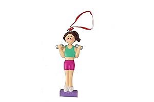 Empowering Exercise Ornaments: Brunette Female Weightlifter