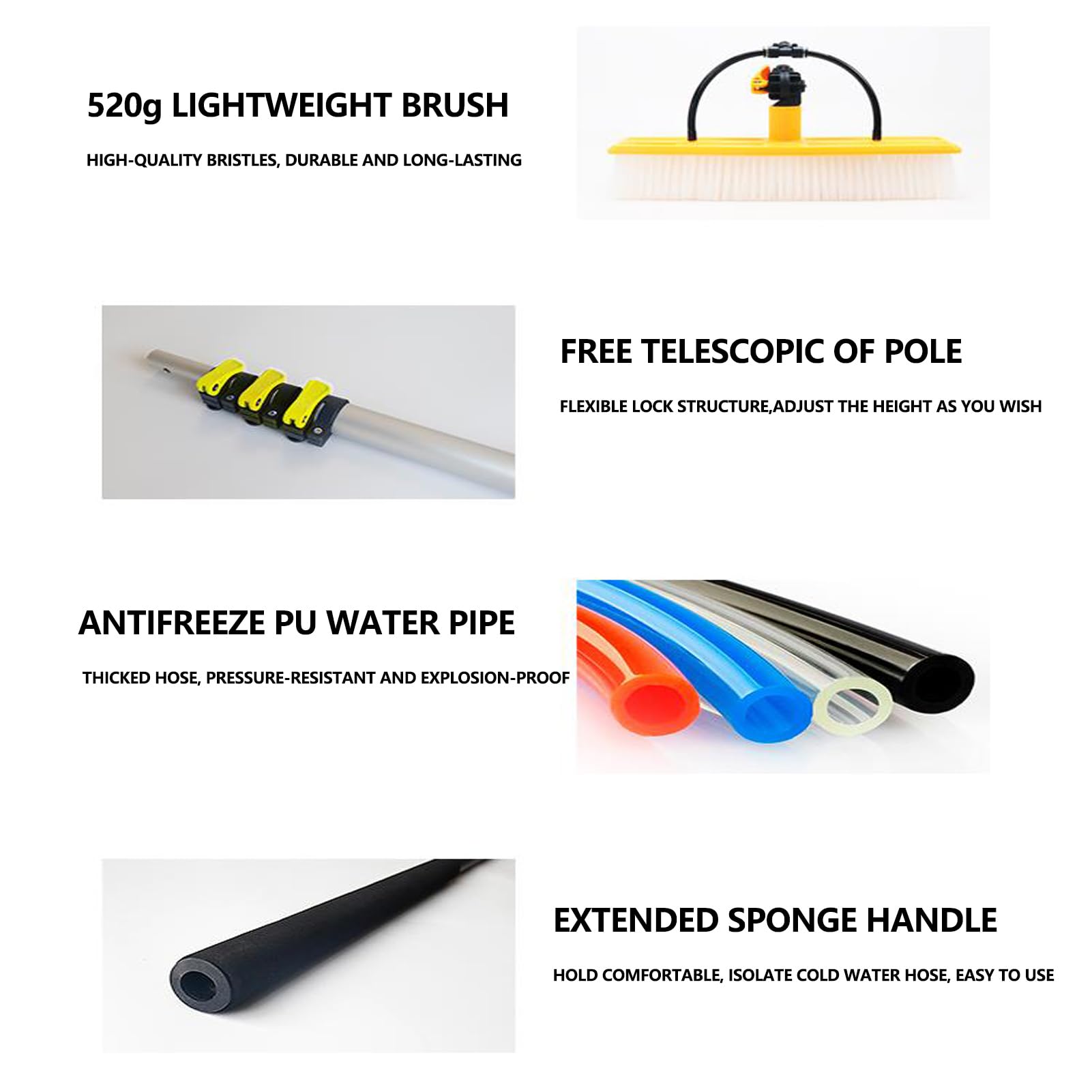 Limpiador solares conservatorio, Cepillo Telescopico Limpieza, Limpieza Telescopic Hydrocleaner con Manguera, Limpiador Fotovoltaica para Lavado De Camiones, Ventanas, 9M