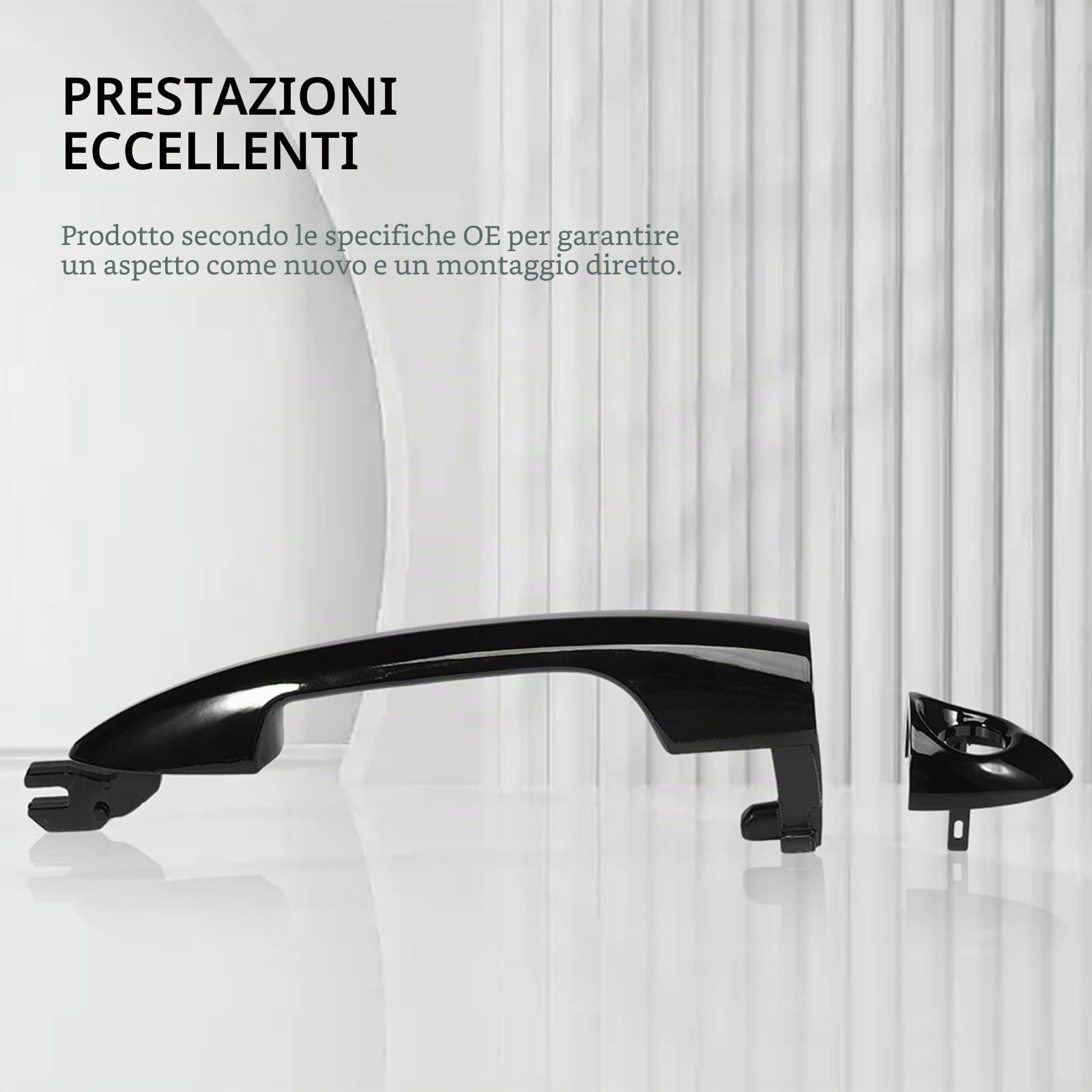 1 paio di maniglie per porta anteriori nere compatibili con Alfa per Romeo, Giulietta, Mito, Lancia Y, OEM 2156145296 156145295