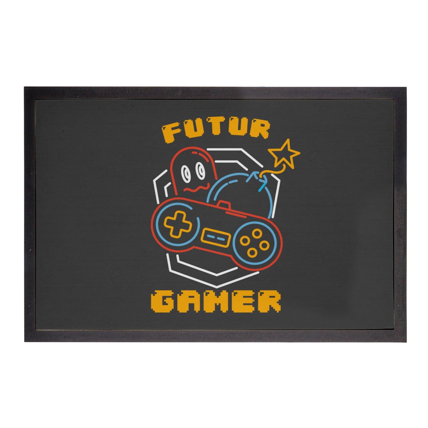 Paillasson jeux vidéo futur gamer noir pour l'entrée de votre setup