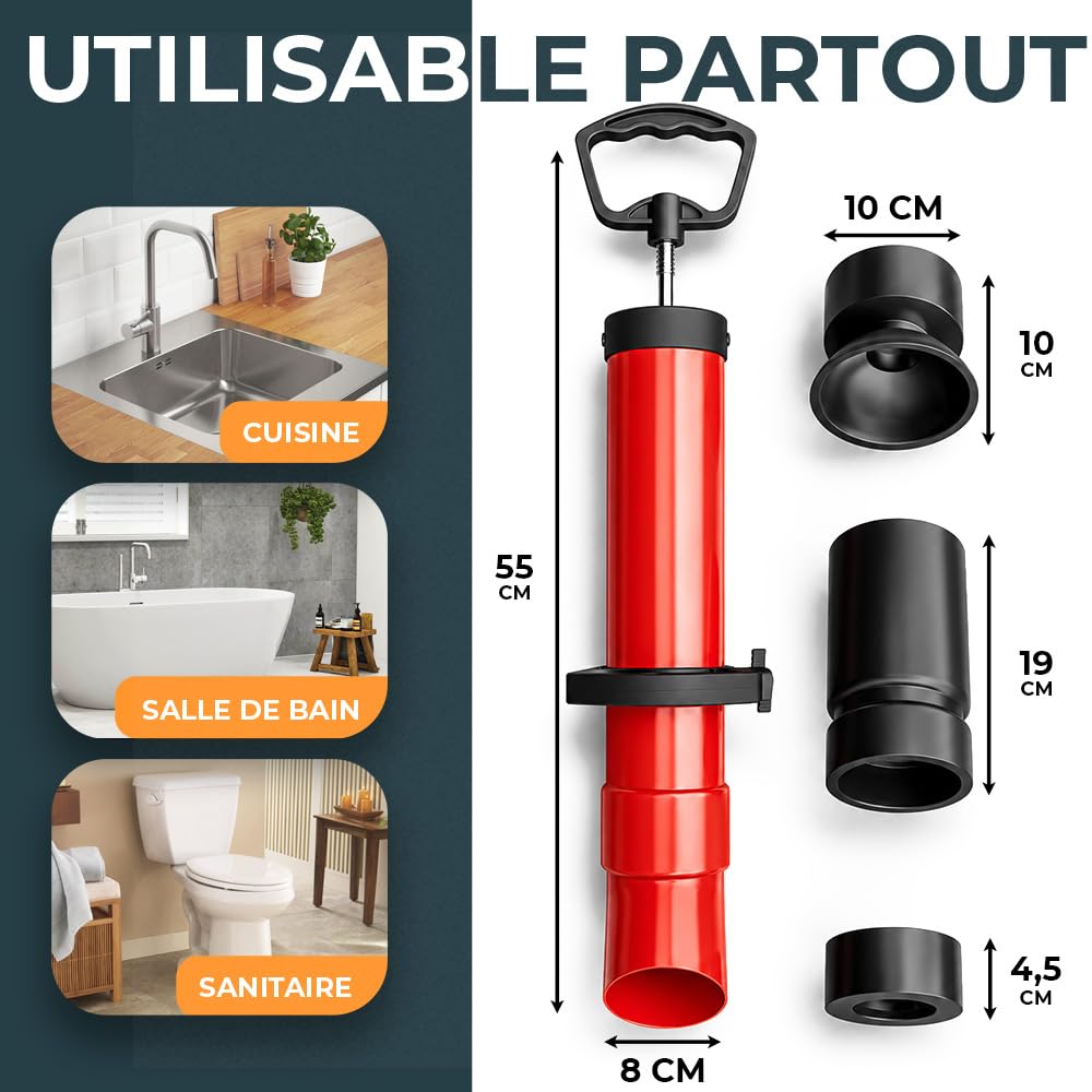 Meisterfaktur déboucheur à pompe [2L] - Pistolet deboucheur canalisation pour un nettoyage efficace des tuyaux - Pompe deboucheur canalisation idéal pour la cuisine, la salle de bain & les toilettes !