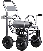 Giraffe Tools Heavy Duty Garden Hose Reel Cart with Wheels - 250ft 5/8" Capacity, Pre-Installed Auto Hose Guide
