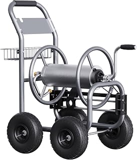 Giraffe Tools Heavy Duty Garden Hose Reel Cart with Wheels - 250ft 5/8" Capacity, Pre-Installed Auto Hose Guide