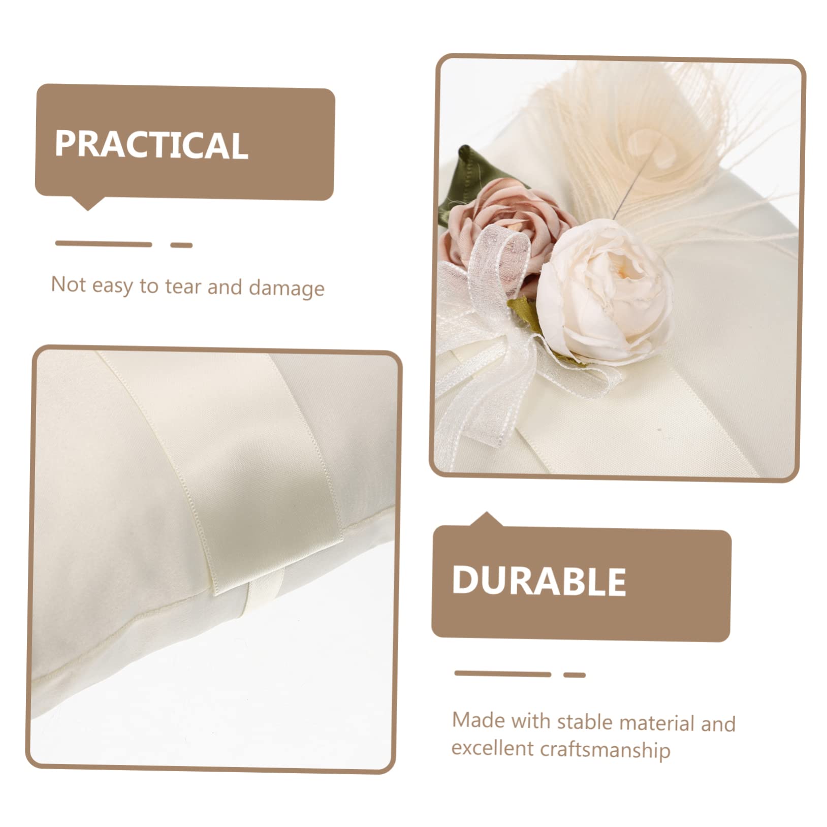 ABOOFAN 4pezzi Cuscino Portafedi Satin Decorativo Con Fiore e Fiocco Per Matrimonio Accessorio Elegante Per Cerimonie e Occasioni Speciali Per Matrimoni Interni Ed Esterni