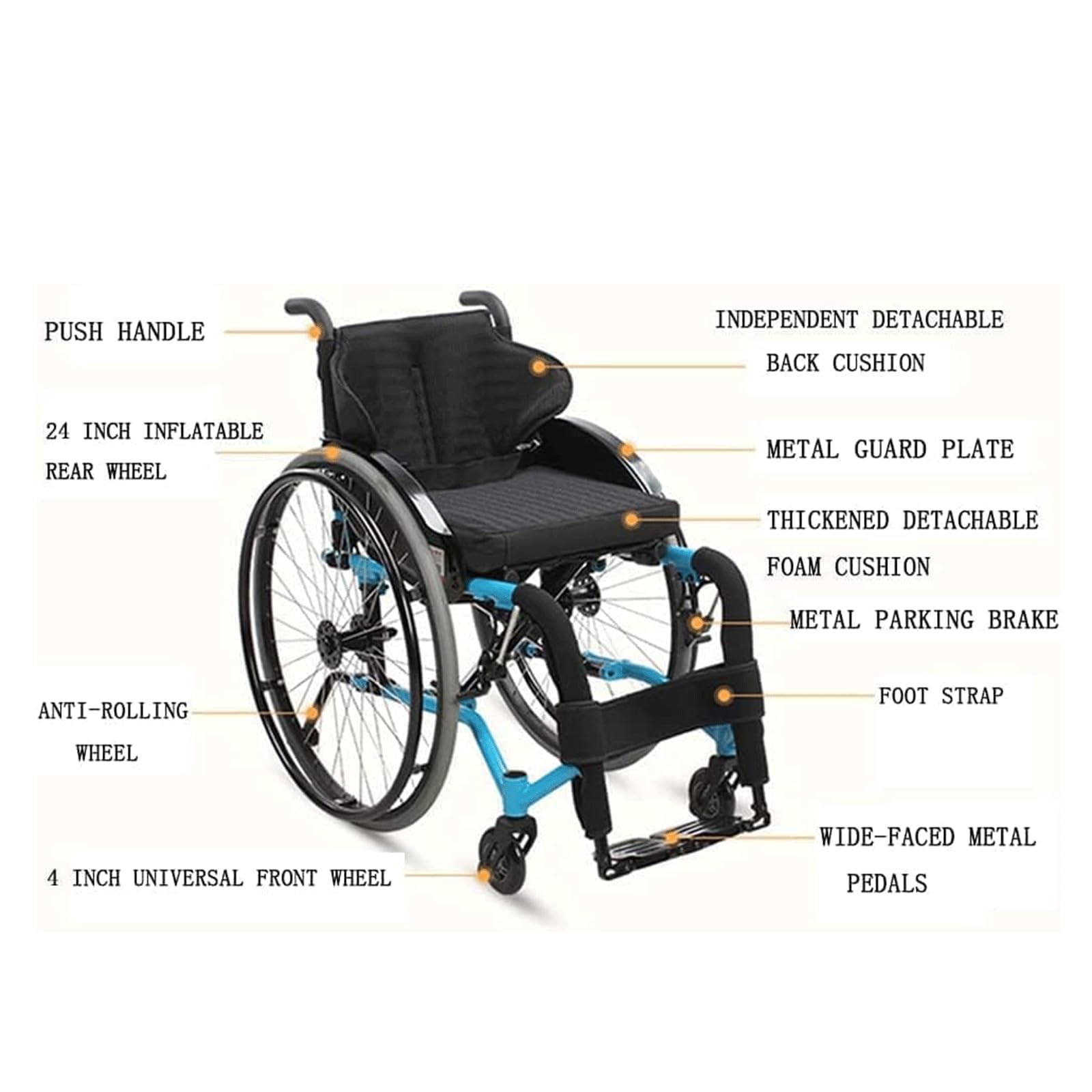 Wózek Inwalidzki, Transportowy Wózek Inwalidzki Samobieżny Ręczny Wózek Inwalidzki Dla Dorosłych Transportowy Wózek Inwalidzki Ultralekki Aluminiowy Wózek Inwalidzki/White/Seat Width 38Cm