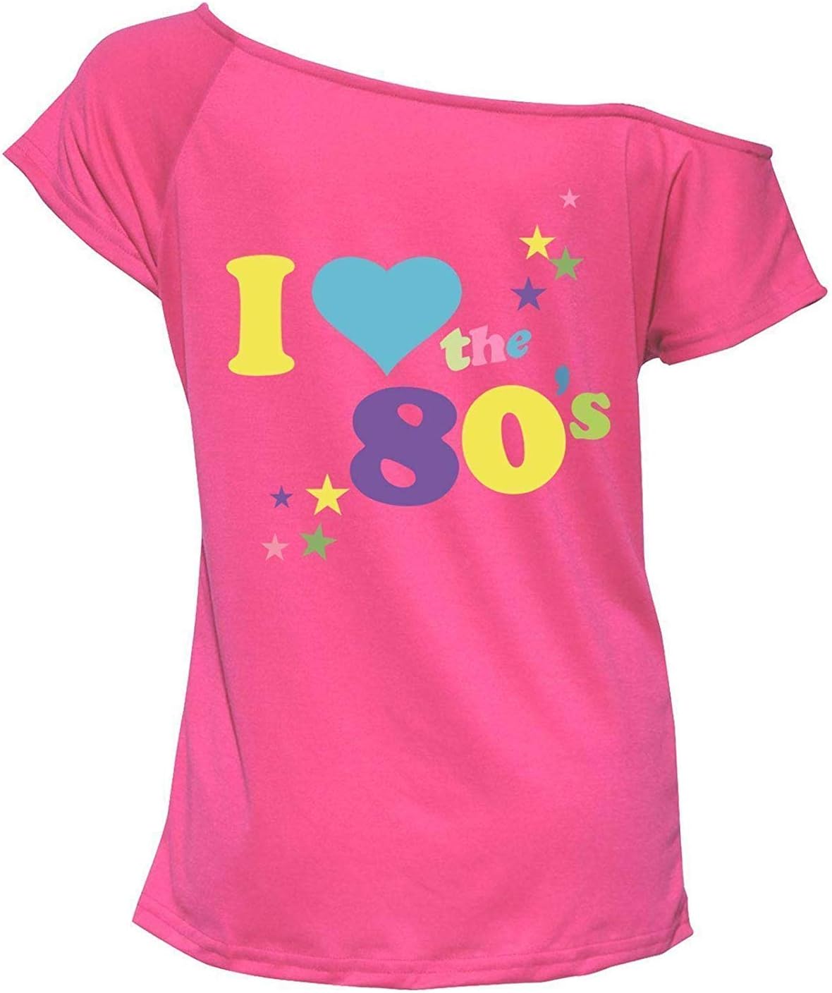 OTP Deluxe I Love The 80's Ladies Pop Star T-Shirt Black Sexy Retro Top Fancy Dress Costume