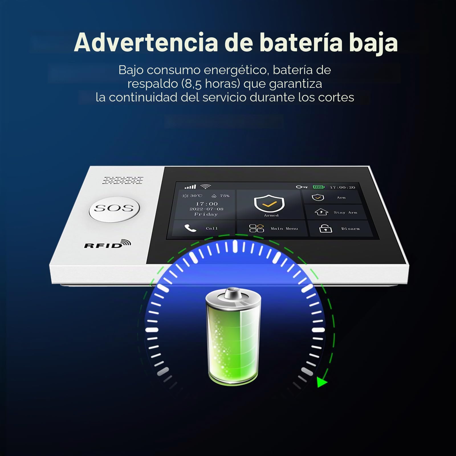 Sistema de alarma inalámbrico inteligente para el hogar, sistema de alarma con pantalla táctil, sistema de alarma WiFi DIY (detector de movimiento, sensor de ventana de puerta, control remoto, sirena