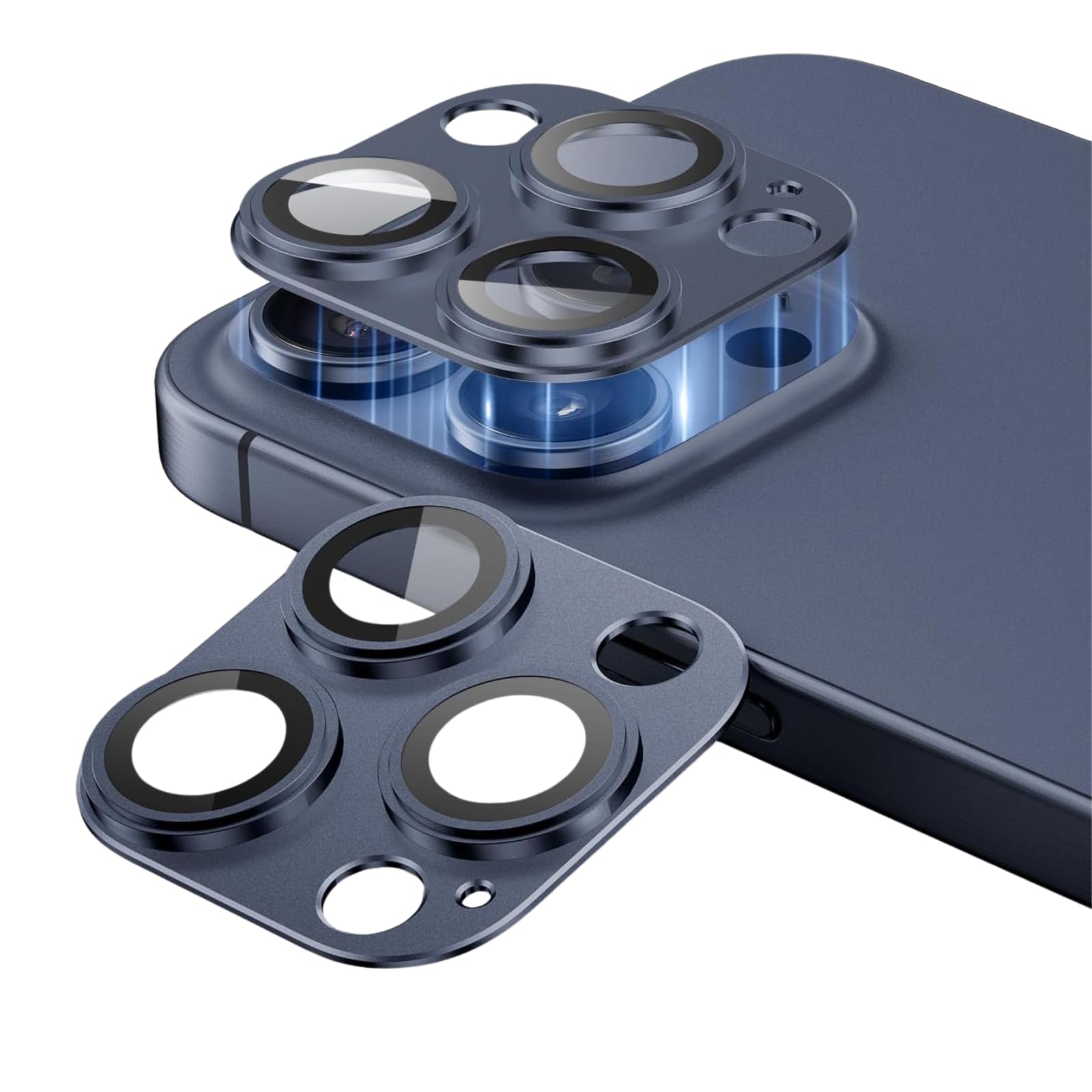 KISMER Camera Lens Protector for iPhone 14/15/16 Pro & Pro Max, Tempered Glass with Metal Alloy Frame, for iphone 15 pro max camera lens protector,