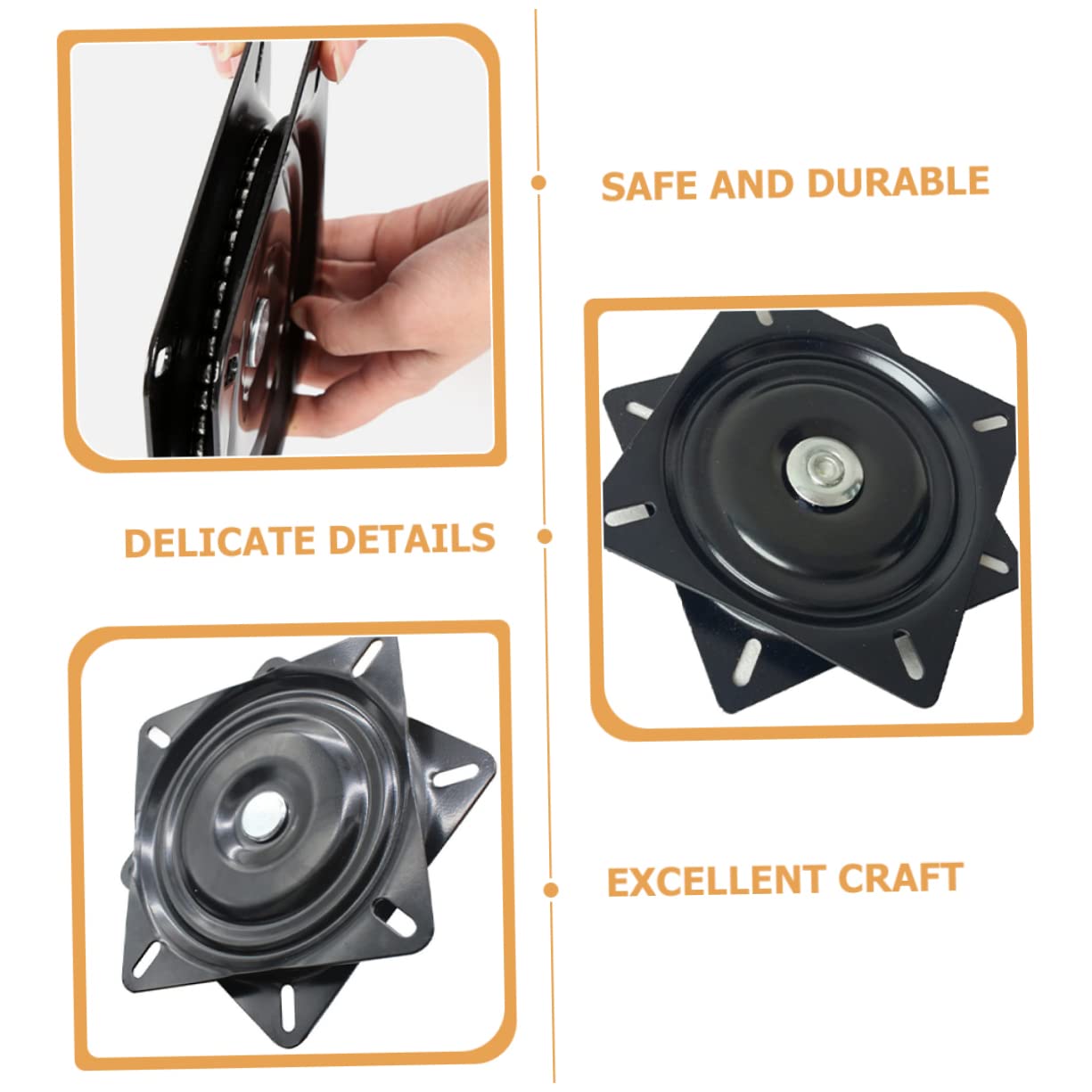 Plateau Tournant 20 Cm pour Meuble en Métal Robuste, Mécanisme Pivotant 360° Roulement Intégré, Adapté pour Fauteuils, Sièges de Bateau et Tabourets de Bar, Remplacement Pratique