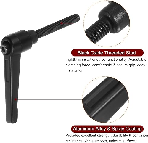Miniatura 4 de HARFINGTON 6 manijas de palanca de sujeción ajustables M6 x 1.969 in, perillas de perno de rosca macho con bloqueo de tornillo giratorio de