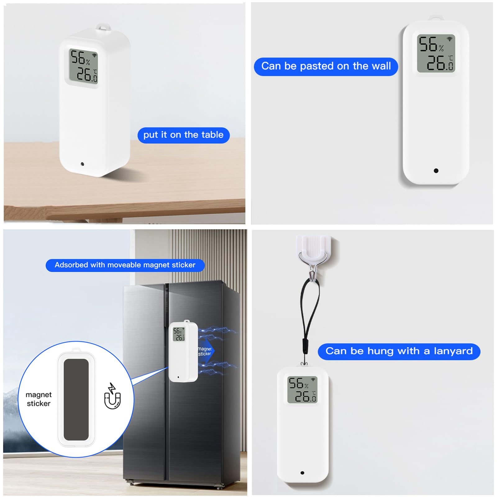 Termómetro higrómetro WiFi: sensor inteligente de humedad de temperatura con alarma de notificación, almacenamiento y exportación de datos, monitor de temperatura calibrable, compatible con Alexa (2