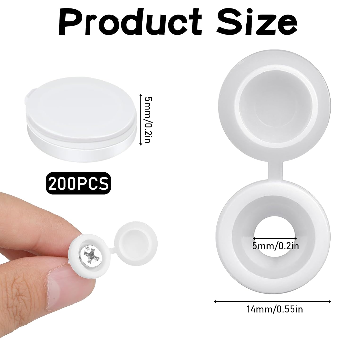 salbsever 200Pcs Plastic Hinged Screw Cover Caps, Shutter Screw Caps, White Snap Washer Covers Flip Tops for Screw Protection, Covering Screw Heads, 577452_1_Vrc8r9kt3