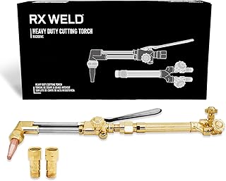 RX WELD Heavy Duty Cutting Torch with Check Valves, CA 2460 Attachment, HD310C Handle & 1-1-101 Cutting Tip, Cuts 3/4" Steel for Oxy Acetylene Cutting, Brazing & Welding
