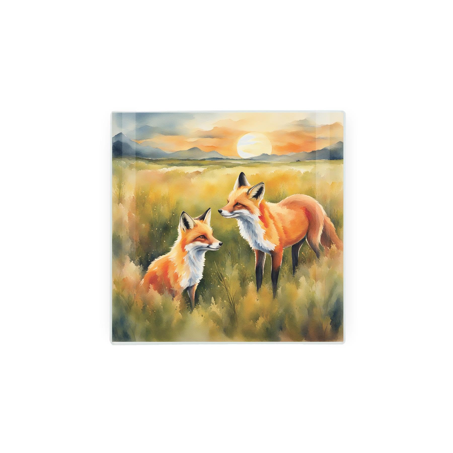 Foxes Hot Pot Stand Trivet, British Wildlife Art Glassware Gift/Present