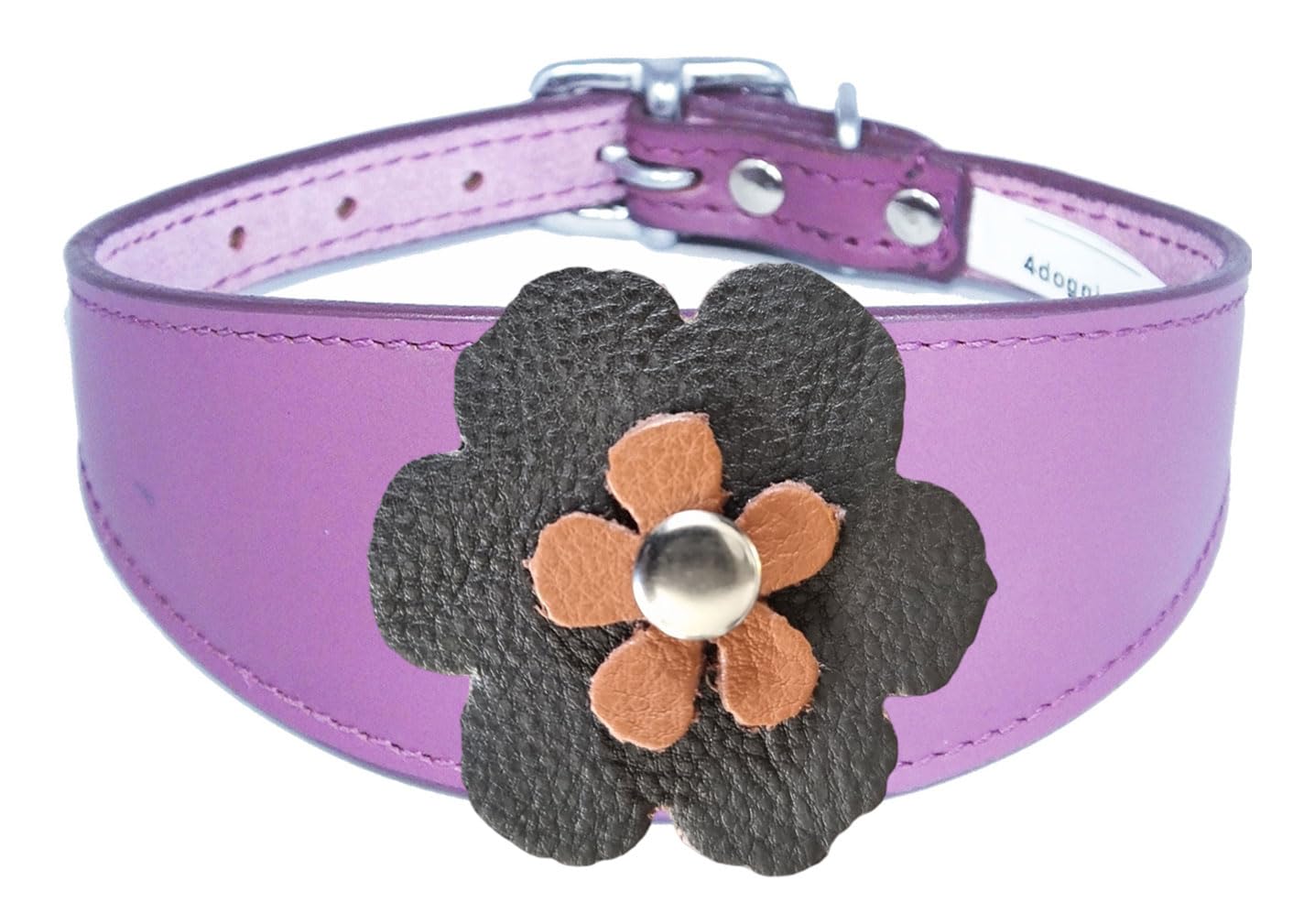 Sighthound Leather Collar with Padded Backing, Flower Design, for Whippet and Greyhound 1-3